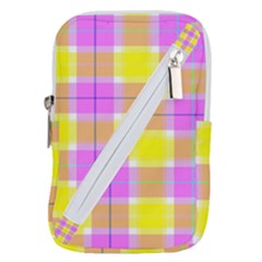 Pink Tartan-8 Belt Pouch Bag (small) by tartantotartanspink2