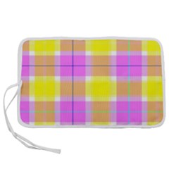 Pink Tartan-8 Pen Storage Case (L)