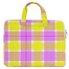 Pink Tartan-8 MacBook Pro 16  Double Pocket Laptop Bag 