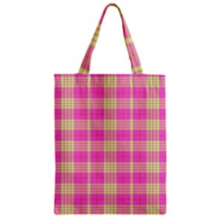 Pink Tartan 4 Zipper Classic Tote Bag