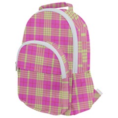 Pink Tartan 4 Rounded Multi Pocket Backpack