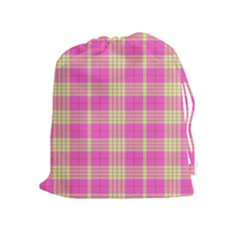 Pink Tartan 4 Drawstring Pouch (XL)