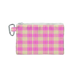 Pink Tartan 4 Canvas Cosmetic Bag (Small)