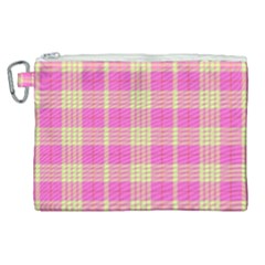 Pink Tartan 4 Canvas Cosmetic Bag (XL)