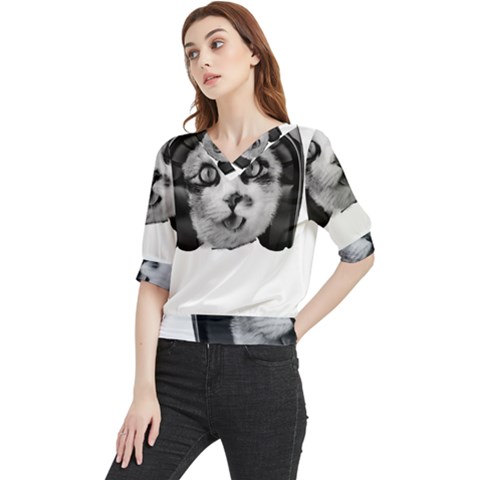 Biker Cat Quarter Sleeve Blouse by wamdesign