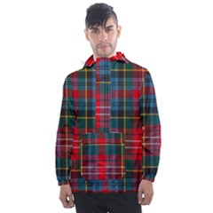 Caledonia Modern Tartan Men s Front Pocket Pullover Windbreaker by tartantotartansred