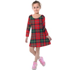 Boyd Modern Tartan 2 Kids  Long Sleeve Velvet Dress by tartantotartansred