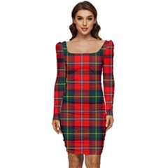 Boyd Modern Tartan 2 Women Long Sleeve Ruched Stretch Jersey Dress by tartantotartansred