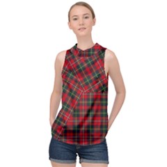 Boyd Modern Tartan High Neck Satin Top by tartantotartansred