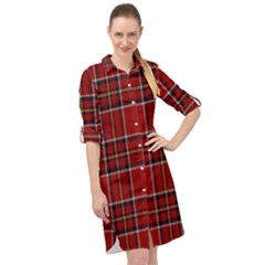 Brodie Clan Tartan 2 Long Sleeve Mini Shirt Dress by tartantotartansred