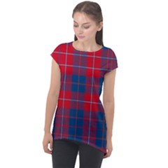 Galloway Red Modern Tartan Cap Sleeve High Low Top by tartantotartansred