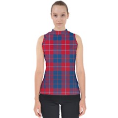 Galloway Red Modern Tartan Mock Neck Shell Top by tartantotartansred