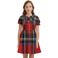 Stewart Royal Modern Tartan Kids  Bow Tie Puff Sleeve Dress by tartantotartansreddesign