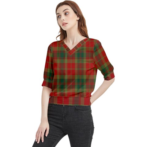 78th  Fraser Highlanders Tartan Quarter Sleeve Blouse by tartantotartansreddesign