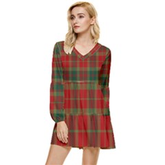 78th  Fraser Highlanders Tartan Tiered Long Sleeve Mini Dress by tartantotartansreddesign