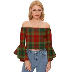 78th  Fraser Highlanders Tartan Off Shoulder Flutter Bell Sleeve Top by tartantotartansreddesign