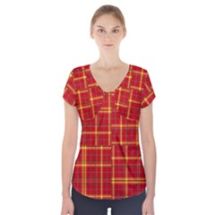 Tartan And Plaid 10 Short Sleeve Front Detail Top by tartantotartansreddesign