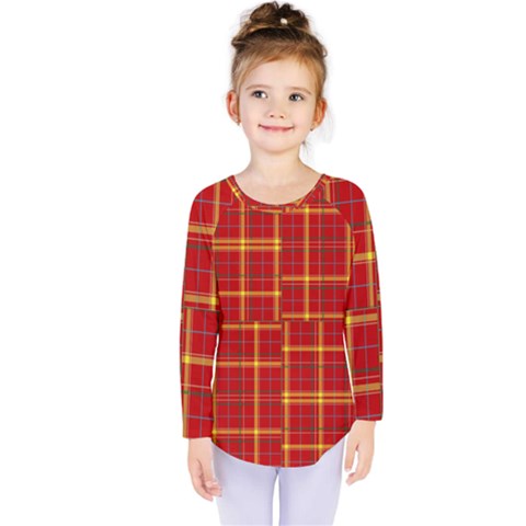 Tartan And Plaid 10 Kids  Long Sleeve Tee by tartantotartansreddesign