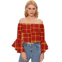 Tartan And Plaid 10 Off Shoulder Flutter Bell Sleeve Top by tartantotartansreddesign