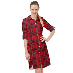 Royal Stewart Tartan Long Sleeve Mini Shirt Dress by tartantotartansreddesign