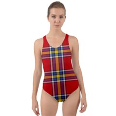 Tartan Pattern 40 Cut-out Back One Piece Swimsuit by tartantotartansreddesign