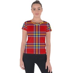 Tartan Pattern 40 Short Sleeve Sports Top 