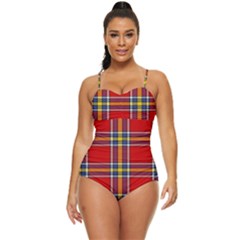 Tartan Pattern 40 Retro Full Coverage Swimsuit by tartantotartansreddesign