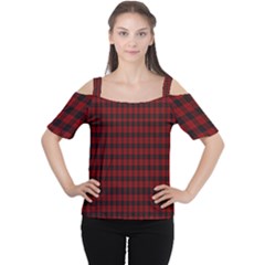 Tartan Red Cutout Shoulder Tee