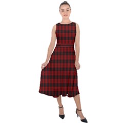 Tartan Red Midi Tie-Back Chiffon Dress