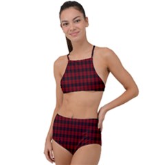 Tartan Red High Waist Tankini Set by tartantotartansallreddesigns