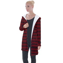 Tartan Red Longline Hooded Cardigan