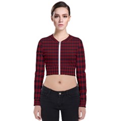 Tartan Red Long Sleeve Zip Up Bomber Jacket