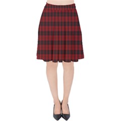 Tartan Red Velvet High Waist Skirt