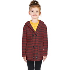 Tartan Red Kids  Double Breasted Button Coat