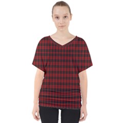 Tartan Red V-Neck Dolman Drape Top