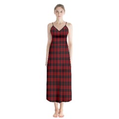 Tartan Red Button Up Chiffon Maxi Dress