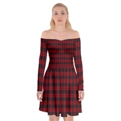 Tartan Red Off Shoulder Skater Dress by tartantotartansallreddesigns