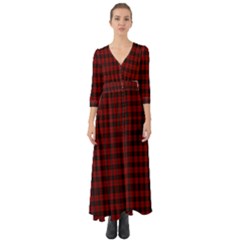 Tartan Red Button Up Boho Maxi Dress