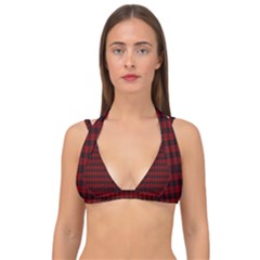 Tartan Red Double Strap Halter Bikini Top