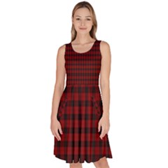 Tartan Red Knee Length Skater Dress With Pockets