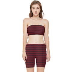 Tartan Red Stretch Shorts and Tube Top Set