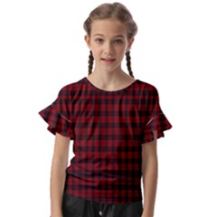 Tartan Red Kids  Cut Out Flutter Sleeves