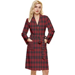 Tartan Red Long Sleeve Velour Robe