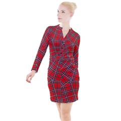 Macfarlane Modern Heavy Tartan Button Long Sleeve Dress by tartantotartansallreddesigns