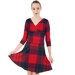 Macduff Modern Tartan 2 Quarter Sleeve Front Wrap Dress by tartantotartansallreddesigns