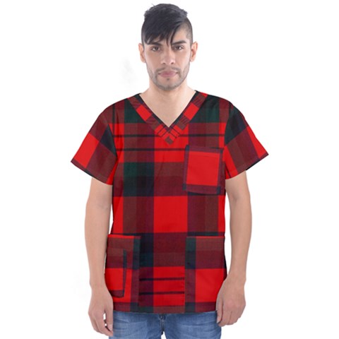 Macduff Modern Tartan 2 Men s V-neck Scrub Top by tartantotartansallreddesigns