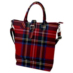 Stewart Royal Modern Tartan Buckle Top Tote Bag by tartantotartansred2