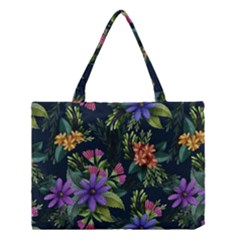 Dark Floral Medium Tote Bag by HWDesign