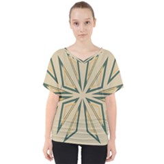 Abstract Pattern Geometric Backgrounds   V-neck Dolman Drape Top by Eskimos