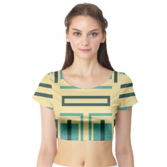 Abstract Pattern Geometric Backgrounds   Short Sleeve Crop Top by Eskimos